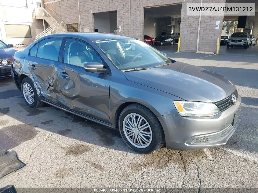 2011 Volkswagen Jetta 2.5L Se VIN: 3VWDZ7AJ4BM131212 Lot: 40683946