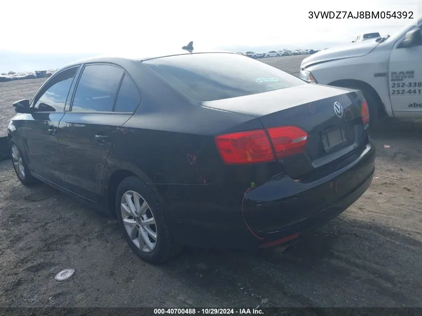 2011 Volkswagen Jetta 2.5L Se VIN: 3VWDZ7AJ8BM054392 Lot: 40700488