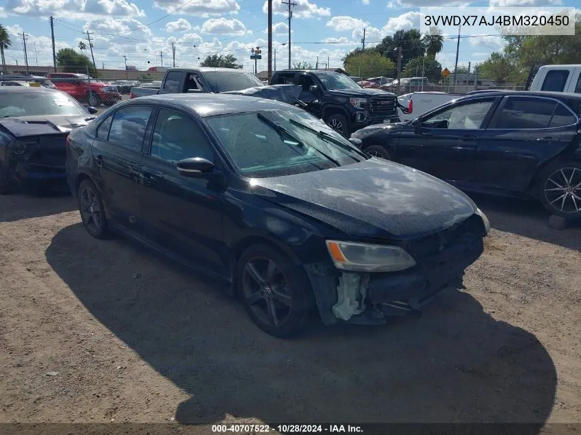 2011 Volkswagen Jetta 2.5L Se VIN: 3VWDX7AJ4BM320450 Lot: 40707522