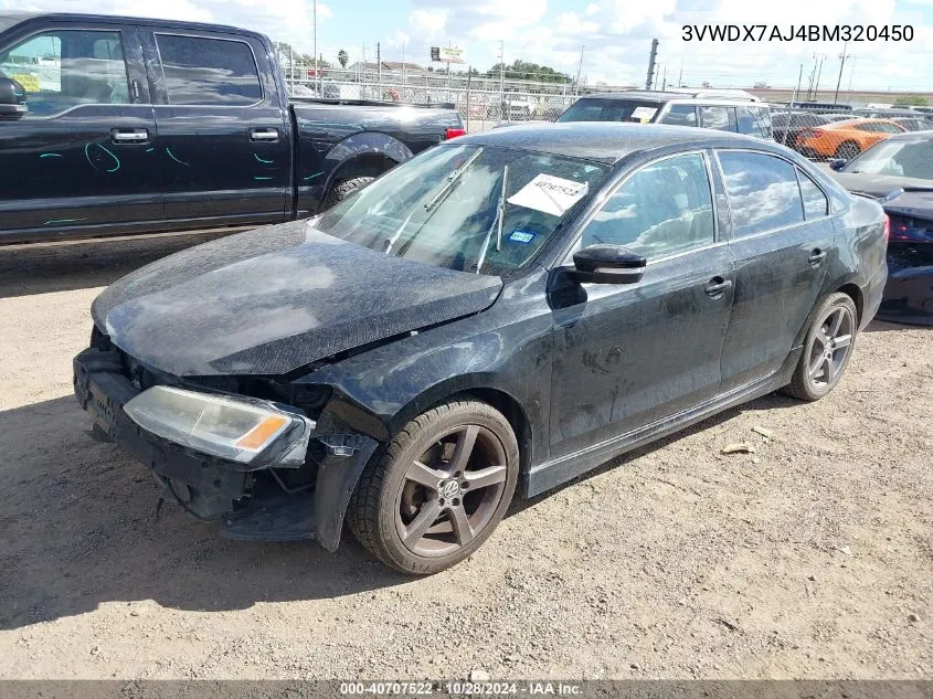 2011 Volkswagen Jetta 2.5L Se VIN: 3VWDX7AJ4BM320450 Lot: 40707522