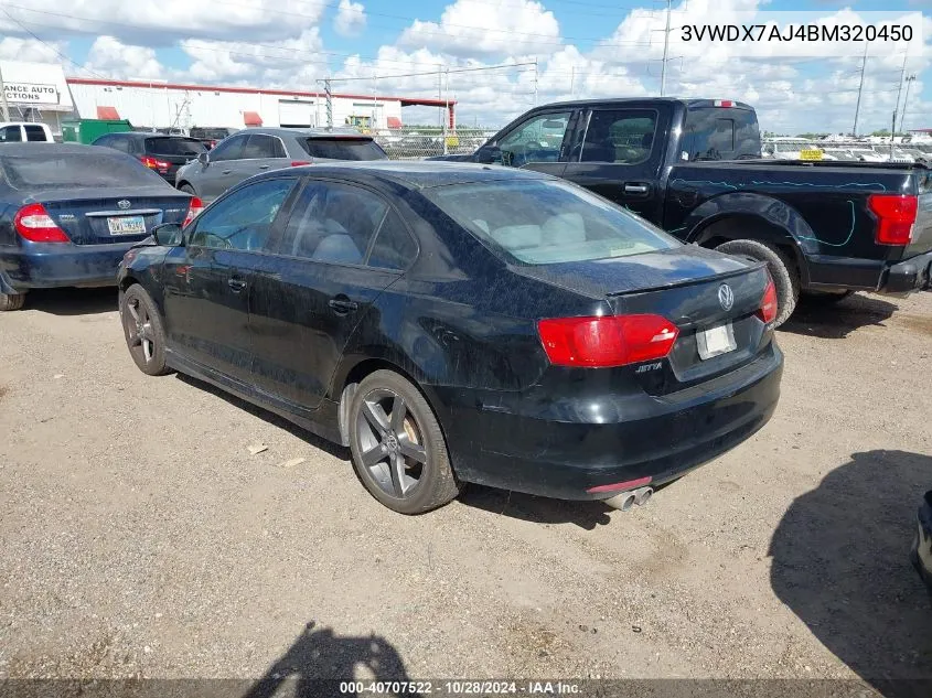 2011 Volkswagen Jetta 2.5L Se VIN: 3VWDX7AJ4BM320450 Lot: 40707522