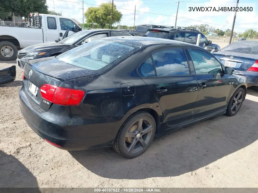 2011 Volkswagen Jetta 2.5L Se VIN: 3VWDX7AJ4BM320450 Lot: 40707522