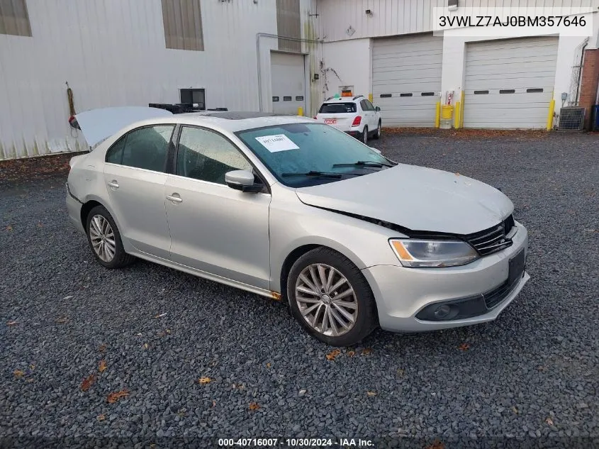 2011 Volkswagen Jetta 2.5L Sel VIN: 3VWLZ7AJ0BM357646 Lot: 40714066