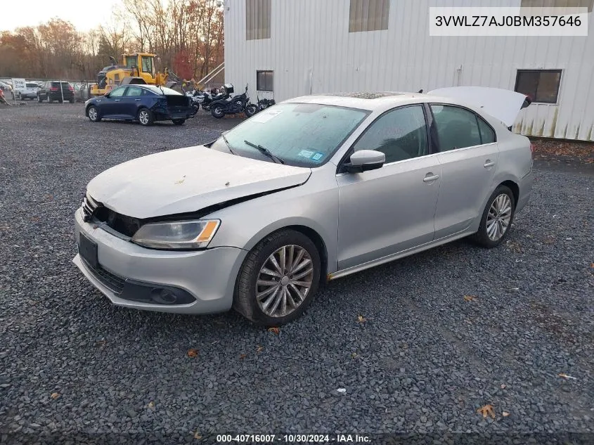 2011 Volkswagen Jetta 2.5L Sel VIN: 3VWLZ7AJ0BM357646 Lot: 40714066