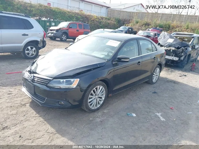 2011 Volkswagen Jetta 2.5L Sel VIN: 3VWLX7AJ9BM326742 Lot: 40717643