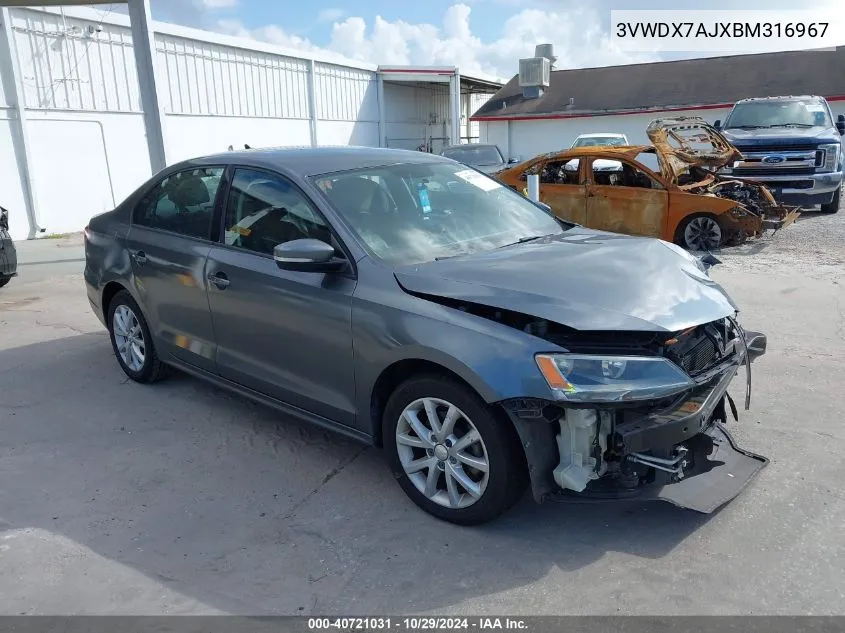 2011 Volkswagen Jetta 2.5L Se VIN: 3VWDX7AJXBM316967 Lot: 40721031