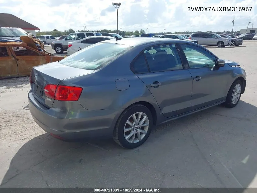 2011 Volkswagen Jetta 2.5L Se VIN: 3VWDX7AJXBM316967 Lot: 40721031