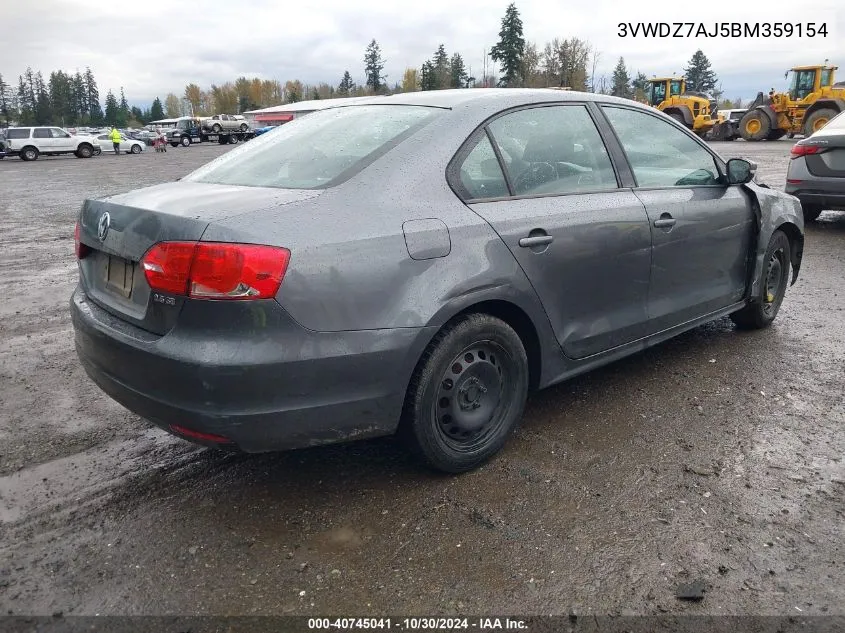 2011 Volkswagen Jetta 2.5L Se VIN: 3VWDZ7AJ5BM359154 Lot: 40745041