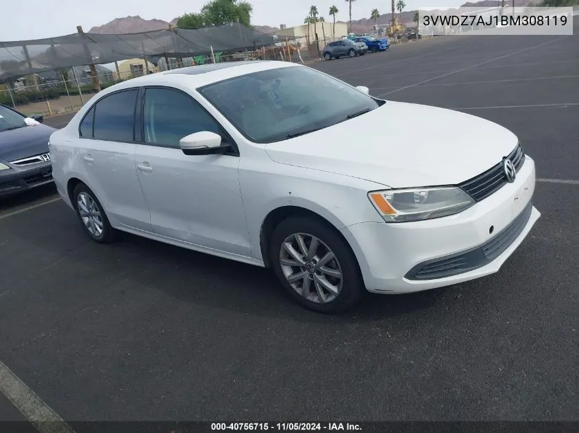 3VWDZ7AJ1BM308119 2011 Volkswagen Jetta 2.5L Se