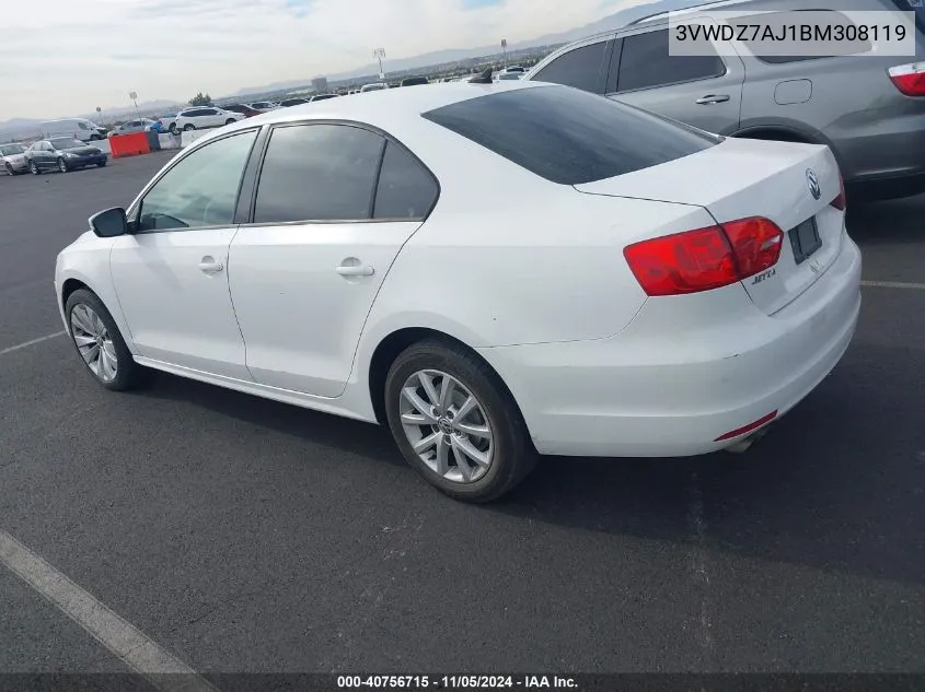 3VWDZ7AJ1BM308119 2011 Volkswagen Jetta 2.5L Se