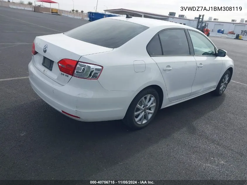 3VWDZ7AJ1BM308119 2011 Volkswagen Jetta 2.5L Se