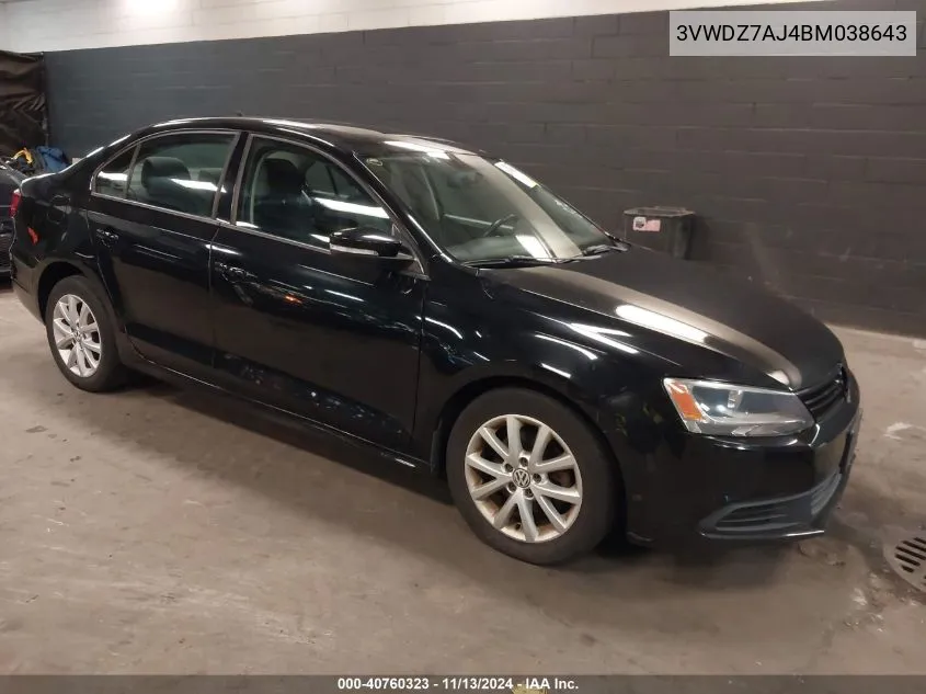 2011 Volkswagen Jetta 2.5L Se VIN: 3VWDZ7AJ4BM038643 Lot: 40760323