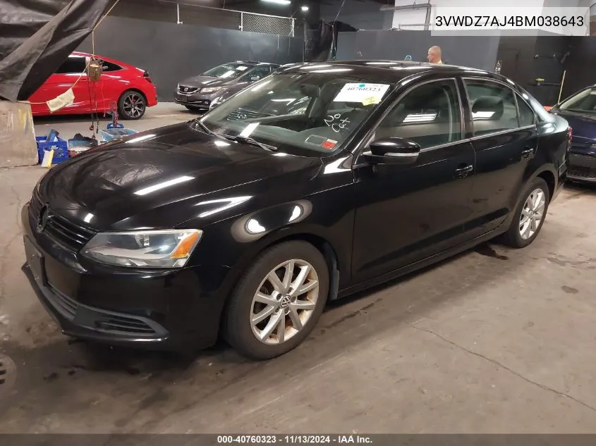 2011 Volkswagen Jetta 2.5L Se VIN: 3VWDZ7AJ4BM038643 Lot: 40760323