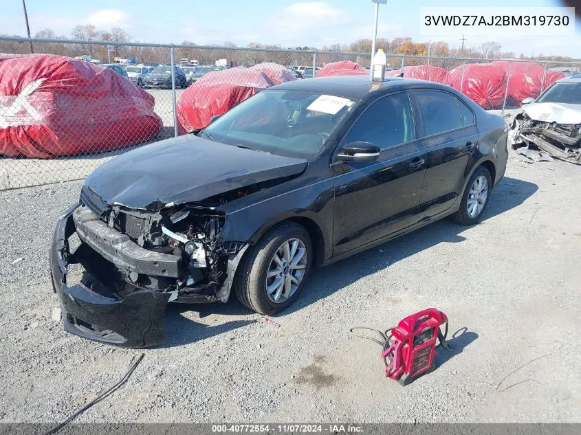 2011 Volkswagen Jetta Se VIN: 3VWDZ7AJ2BM319730 Lot: 40772554