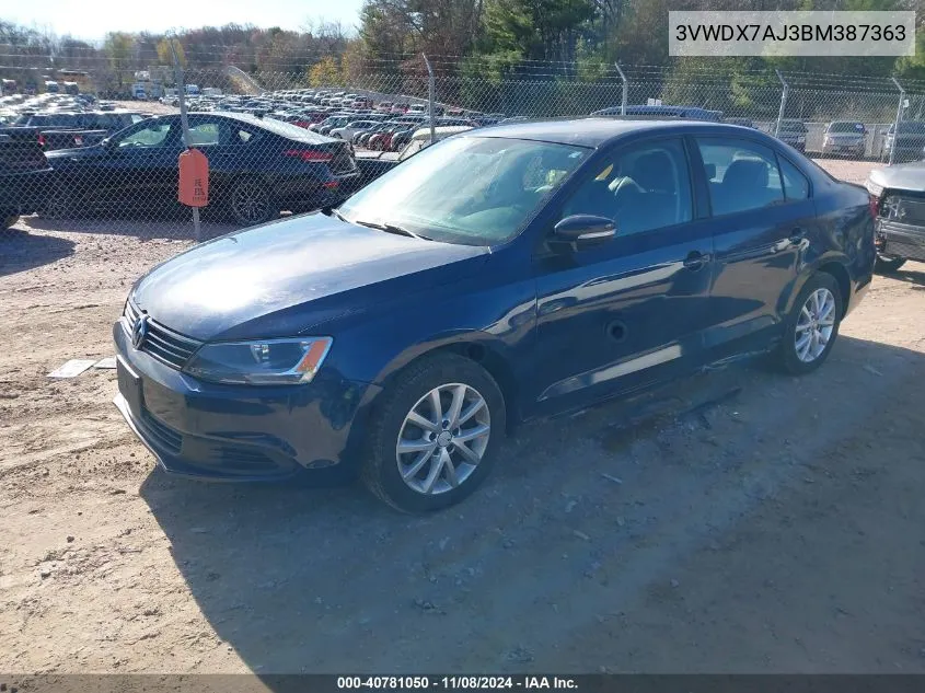 2011 Volkswagen Jetta 2.5L Se VIN: 3VWDX7AJ3BM387363 Lot: 40781050