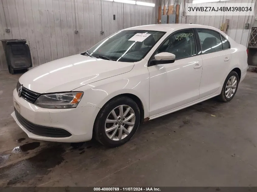 2011 Volkswagen Jetta 2.5L Se VIN: 3VWBZ7AJ4BM398034 Lot: 40800769