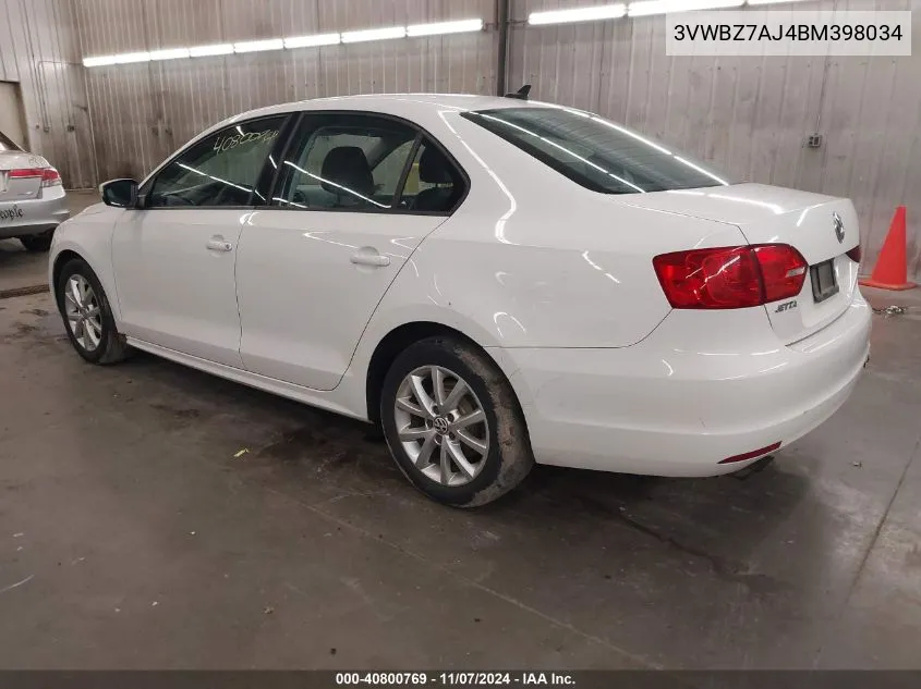 2011 Volkswagen Jetta 2.5L Se VIN: 3VWBZ7AJ4BM398034 Lot: 40800769