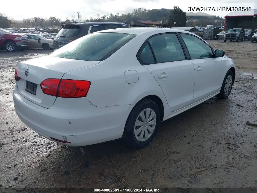 2011 Volkswagen Jetta 2.0L S VIN: 3VW2K7AJ4BM308546 Lot: 40802581