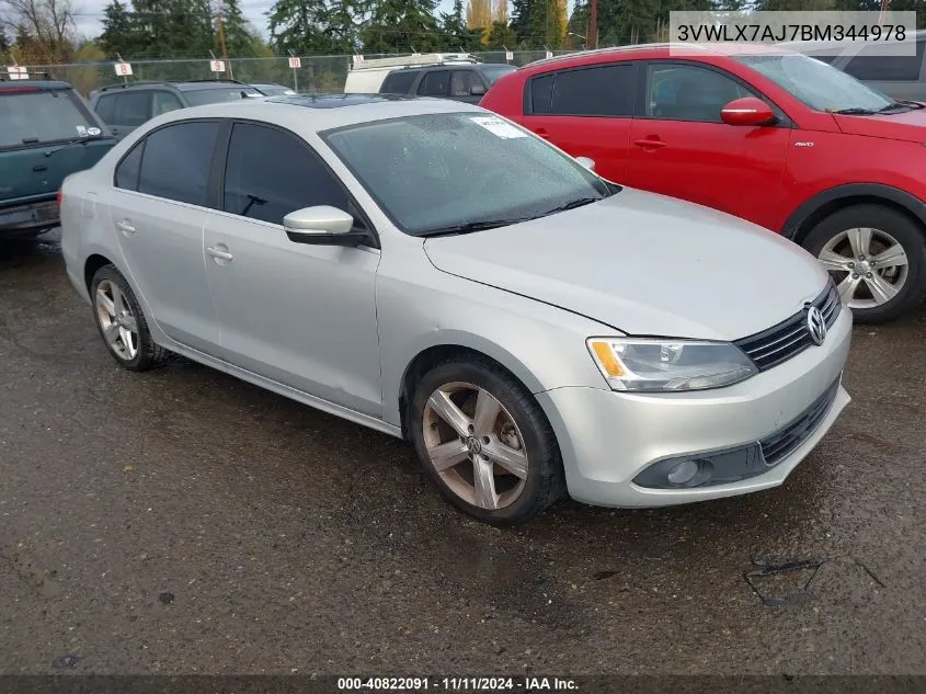 2011 Volkswagen Jetta Sedan Sel W/Sunroof VIN: 3VWLX7AJ7BM344978 Lot: 40822091