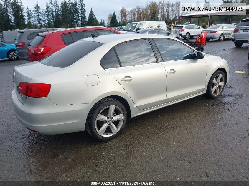 2011 Volkswagen Jetta Sedan Sel W/Sunroof VIN: 3VWLX7AJ7BM344978 Lot: 40822091