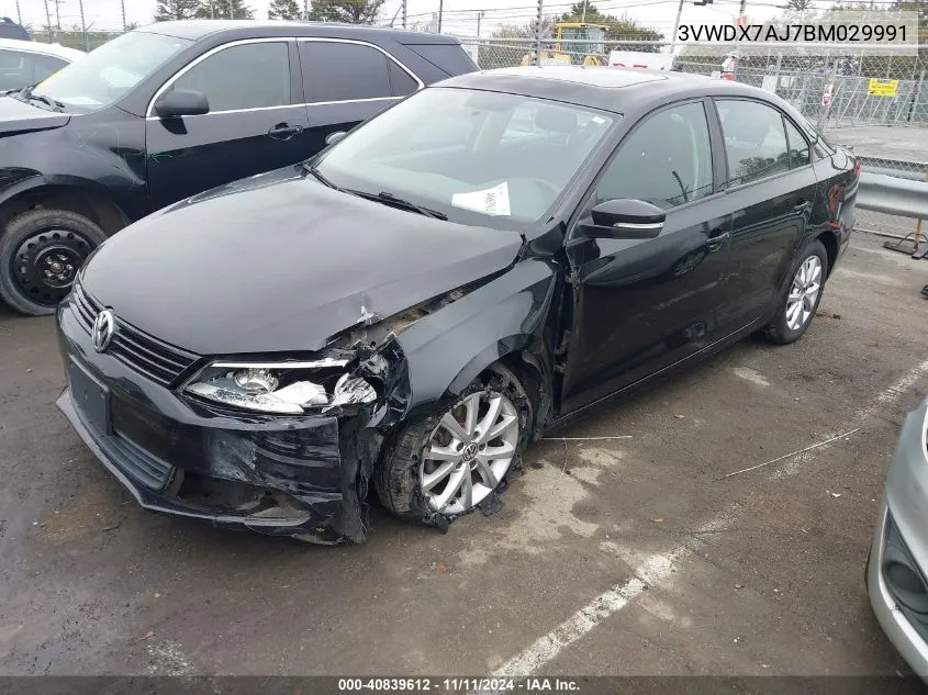 2011 Volkswagen Jetta 2.5L Se VIN: 3VWDX7AJ7BM029991 Lot: 40839612