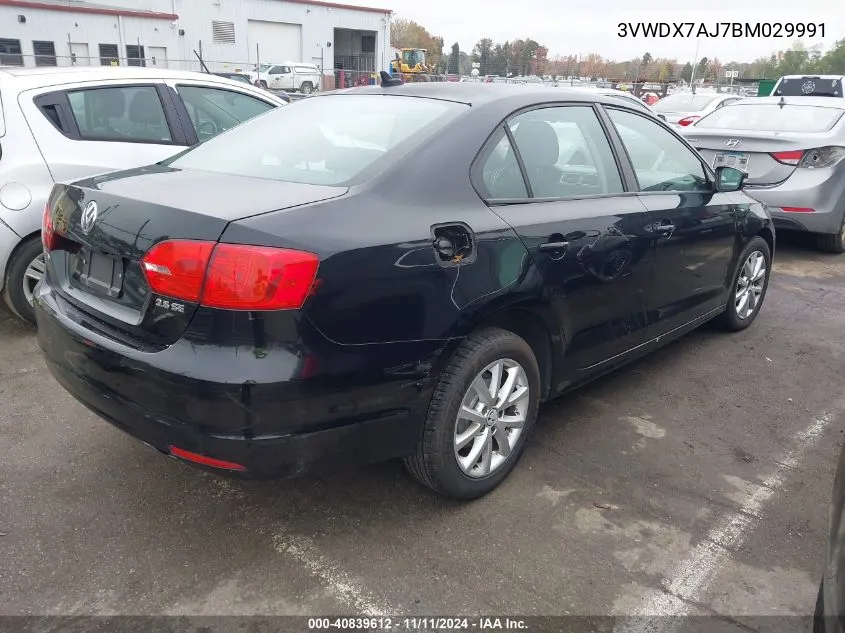 2011 Volkswagen Jetta 2.5L Se VIN: 3VWDX7AJ7BM029991 Lot: 40839612