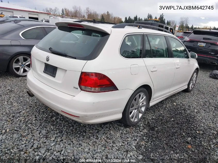 2011 Volkswagen Jetta Sportwagen 2.0L Tdi VIN: 3VWPL7AJXBM642745 Lot: 40845456