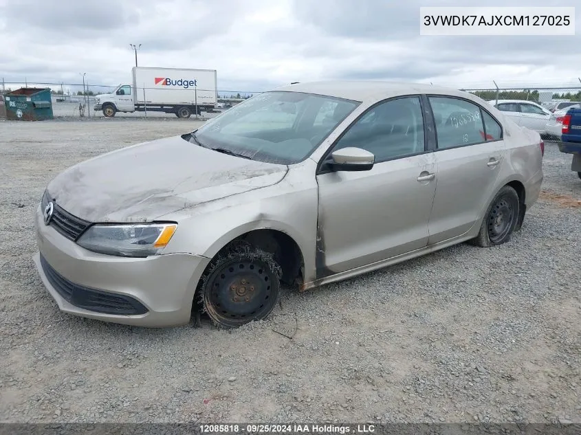 2012 Volkswagen Jetta Sedan VIN: 3VWDK7AJXCM127025 Lot: 12085818