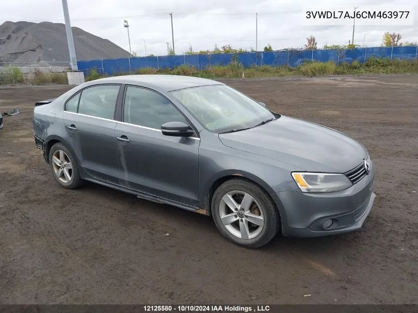 2012 Volkswagen Jetta Tdi VIN: 3VWDL7AJ6CM463977 Lot: 12125580