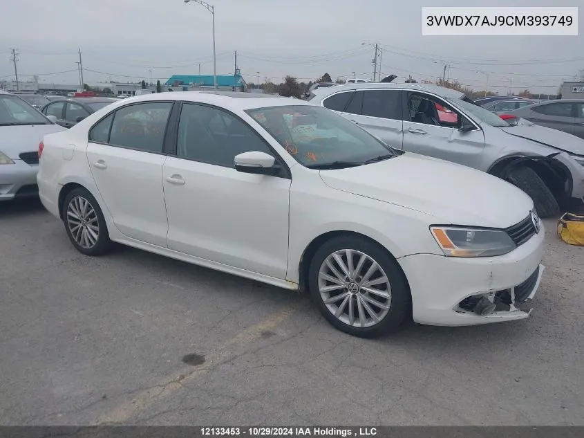 2012 Volkswagen Jetta Se VIN: 3VWDX7AJ9CM393749 Lot: 12133453