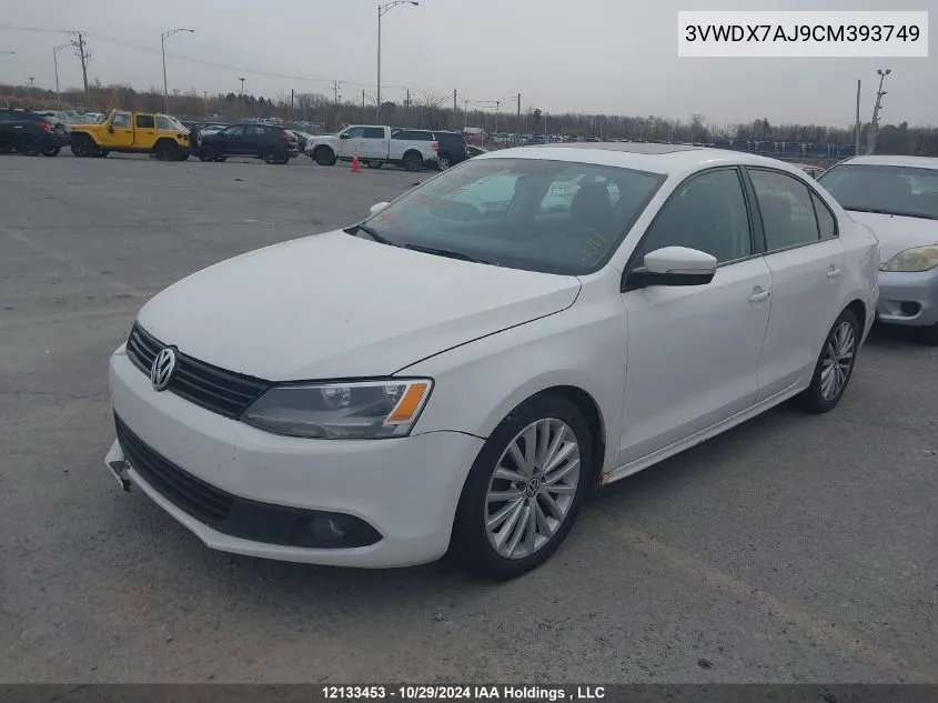 2012 Volkswagen Jetta Se VIN: 3VWDX7AJ9CM393749 Lot: 12133453