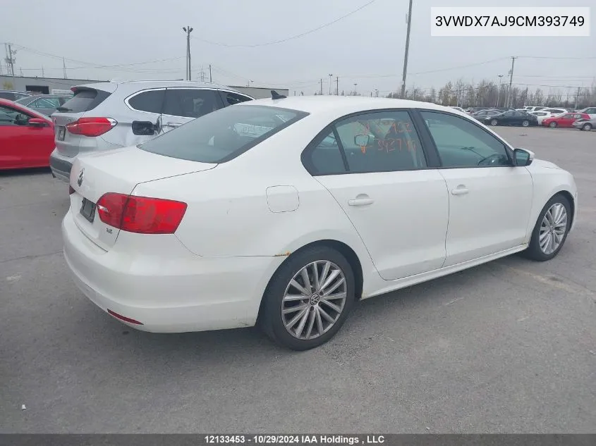 2012 Volkswagen Jetta Se VIN: 3VWDX7AJ9CM393749 Lot: 12133453