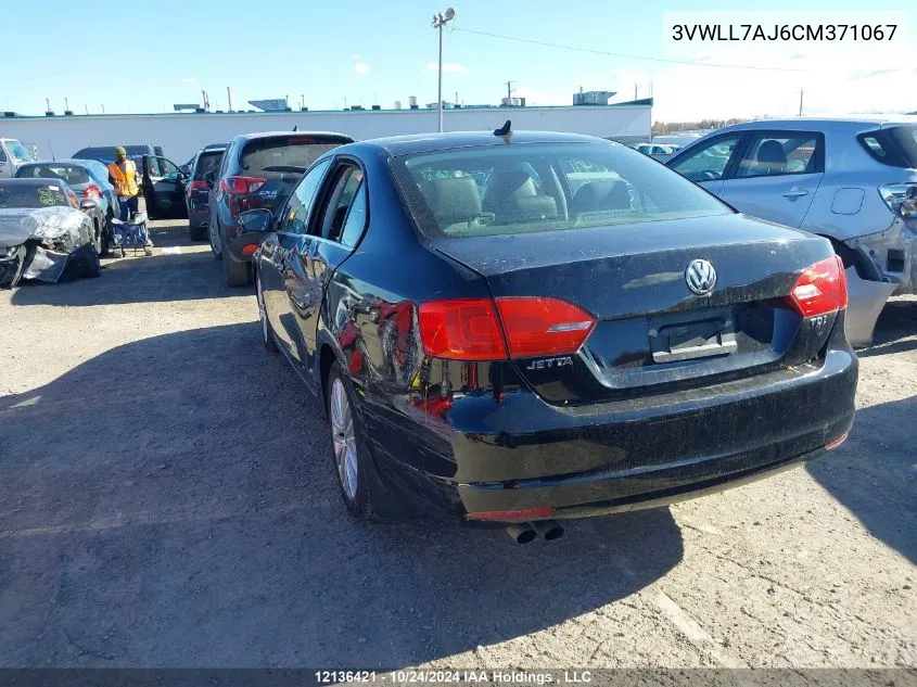 2012 Volkswagen Jetta VIN: 3VWLL7AJ6CM371067 Lot: 12136421