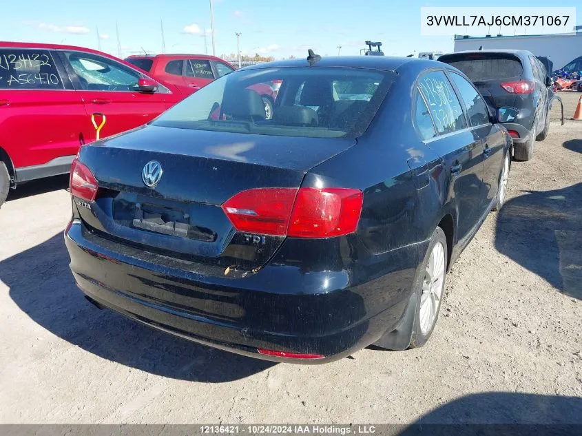 2012 Volkswagen Jetta VIN: 3VWLL7AJ6CM371067 Lot: 12136421