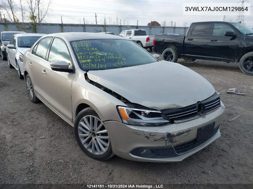 2012 Volkswagen Jetta Sedan VIN: 3VWLX7AJ0CM129864 Lot: 12141181