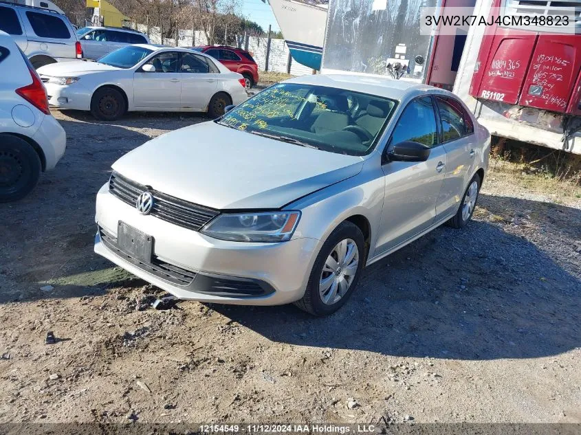 2012 Volkswagen Jetta Sedan VIN: 3VW2K7AJ4CM348823 Lot: 12154549