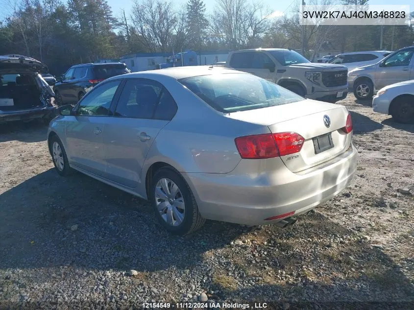 2012 Volkswagen Jetta Sedan VIN: 3VW2K7AJ4CM348823 Lot: 12154549