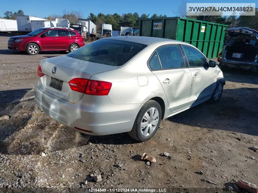 2012 Volkswagen Jetta Sedan VIN: 3VW2K7AJ4CM348823 Lot: 12154549