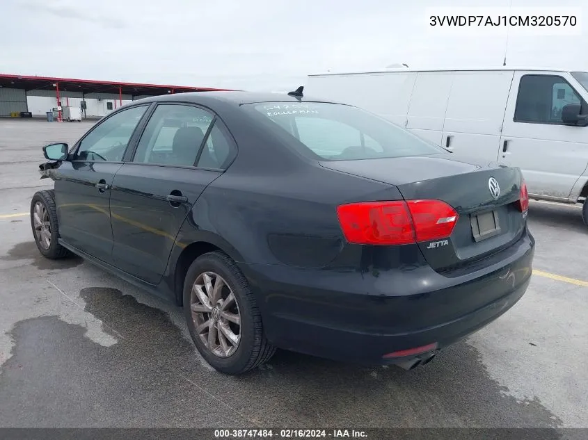 2012 Volkswagen Jetta 2.5L Se VIN: 3VWDP7AJ1CM320570 Lot: 38747484