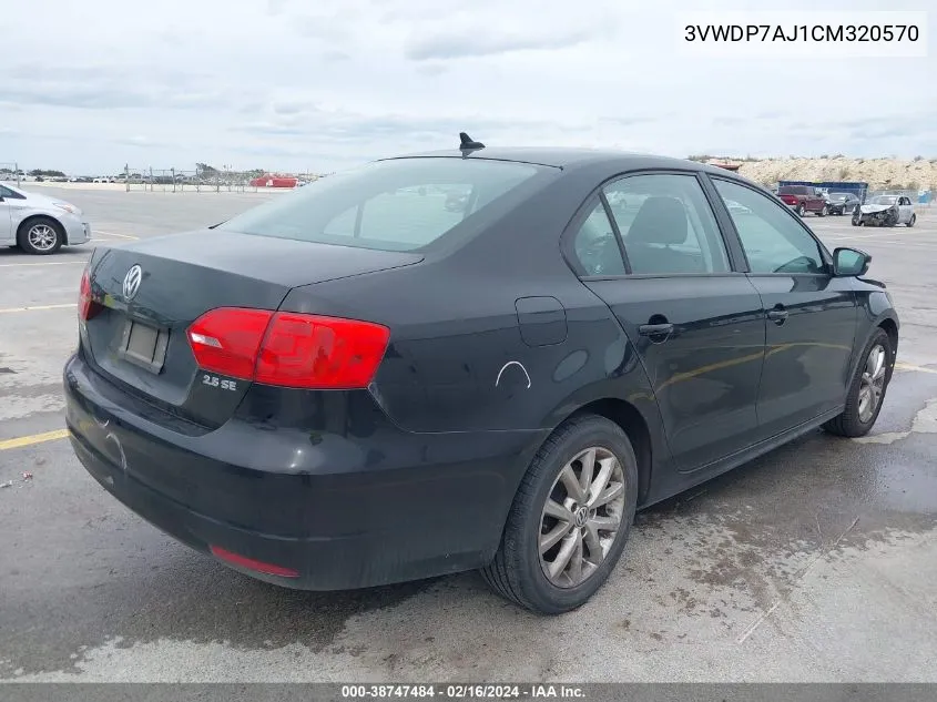 2012 Volkswagen Jetta 2.5L Se VIN: 3VWDP7AJ1CM320570 Lot: 38747484