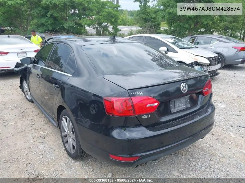 2012 Volkswagen Jetta Gli VIN: 3VW467AJ8CM428574 Lot: 39368139