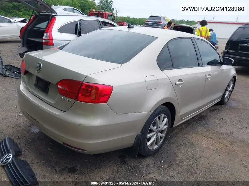 2012 Volkswagen Jetta 2.5L Se VIN: 3VWDP7AJ2CM128980 Lot: 39401325