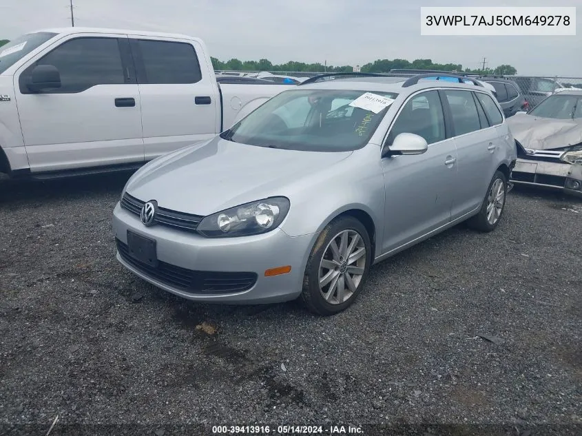 2012 Volkswagen Jetta Sportwagen 2.0L Tdi VIN: 3VWPL7AJ5CM649278 Lot: 39413916