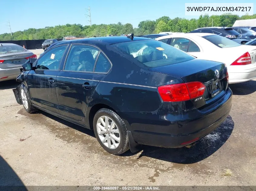 2012 Volkswagen Jetta 2.5L Se VIN: 3VWDP7AJXCM347217 Lot: 39460097