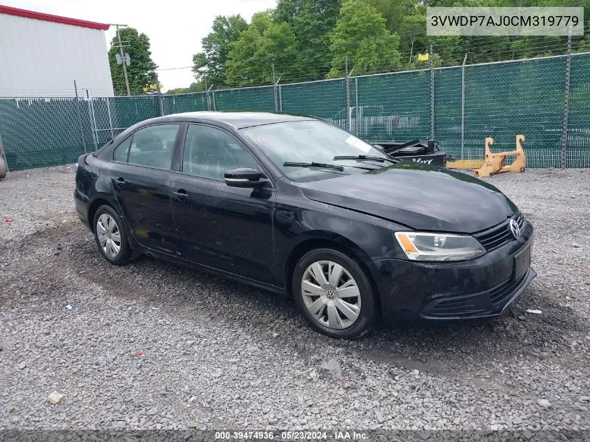 2012 Volkswagen Jetta 2.5L Se VIN: 3VWDP7AJ0CM319779 Lot: 39474936