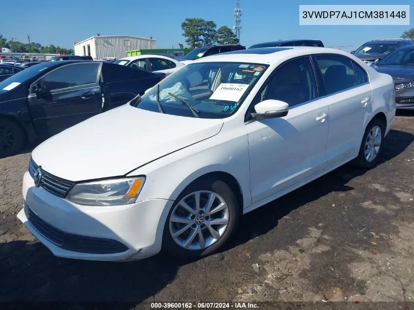 3VWDP7AJ1CM381448 2012 Volkswagen Jetta 2.5L Se