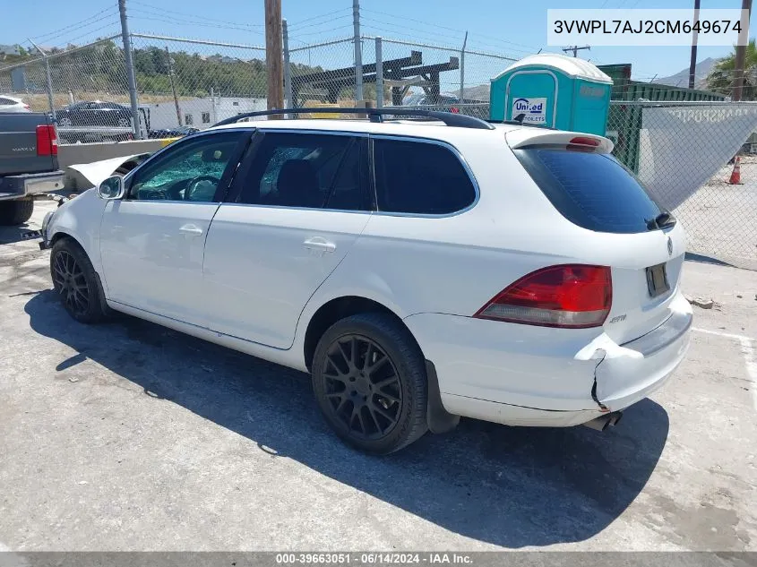 2012 Volkswagen Jetta Sportwagen 2.0L Tdi VIN: 3VWPL7AJ2CM649674 Lot: 39663051