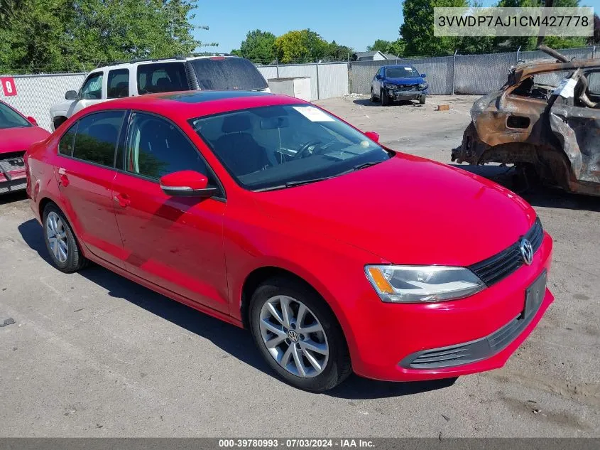 2012 Volkswagen Jetta 2.5L Se VIN: 3VWDP7AJ1CM427778 Lot: 39780993