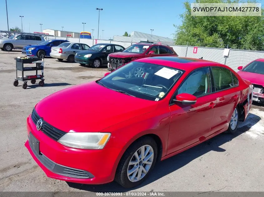 2012 Volkswagen Jetta 2.5L Se VIN: 3VWDP7AJ1CM427778 Lot: 39780993