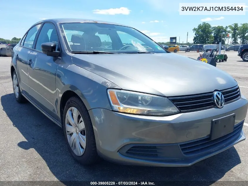 2012 Volkswagen Jetta 2.0L S VIN: 3VW2K7AJ1CM354434 Lot: 39805228